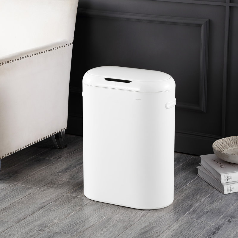 Poubelle à capteur de mouvement Robo, Blanc coton
