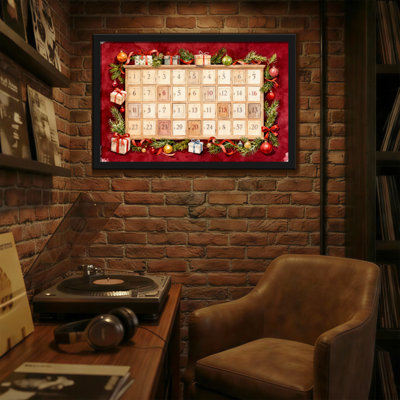 Calendrier de l'Avent de Noël avec cadeaux et verdure