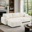 Canapé d'angle modulaire de 110 pouces, forme en L avec assise extra-large, système de traction, pouf amovible, mousse haute densité, combinaisons libres, structure robuste en métal et bois, tissu bouclé, 3 couleurs-2075899983