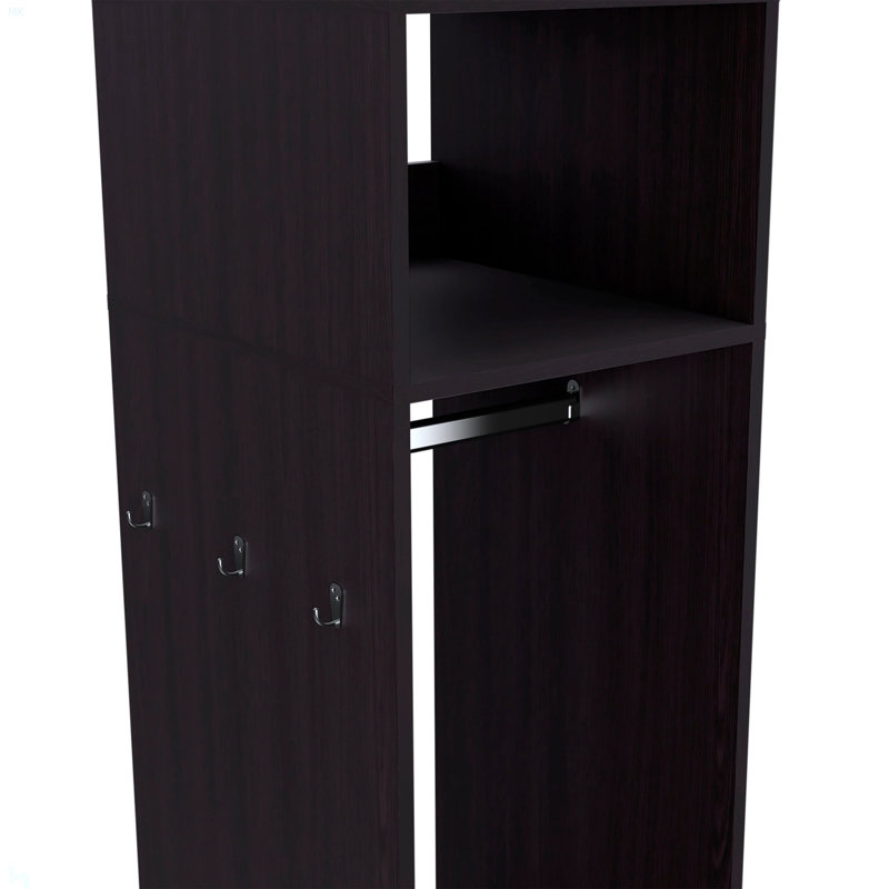 Armoire à 3 tablettes avec miroir et rangement ouvert, Noir