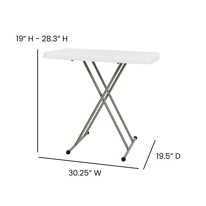 Granite White & Gray Adjustable Height Indoor/Outdoor Folding Table