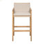 Tabouret de bar d'extérieur en bois, bois fini teck avec coussin beige, ensemble de 2