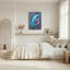 Tableau abstrait de rubans turquoise, violet et blanc sur toile-1291267261