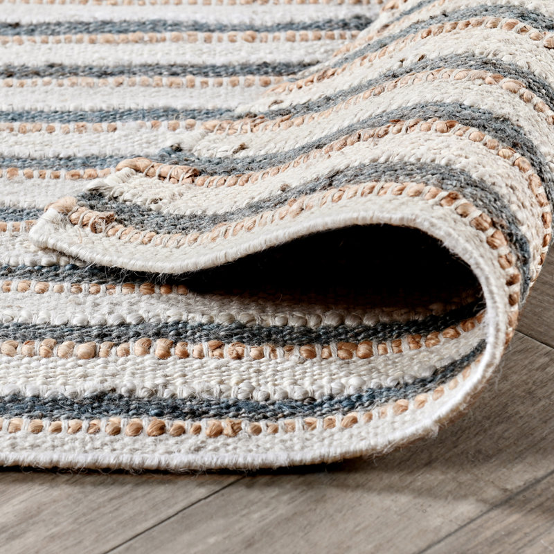 Del Striped Area Rug, Rectangle 5' x 8', Ivory/Blue