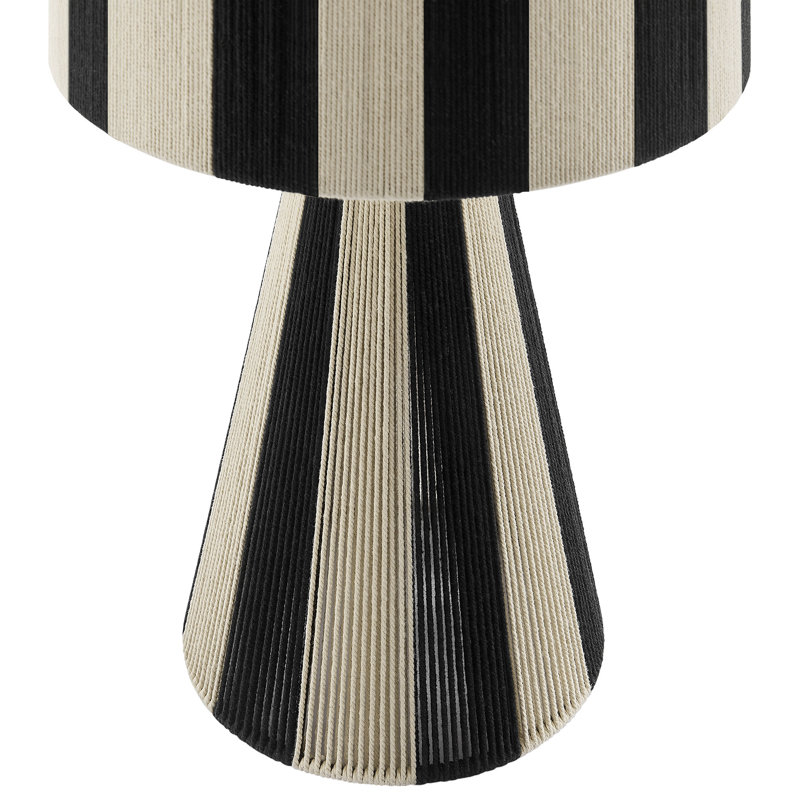 Lampe de table rayée en coton tissé à la main, Noir, noir, noir, noir
