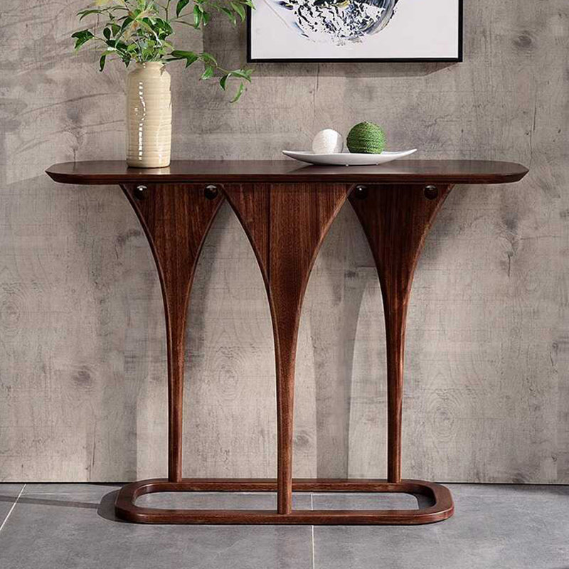 Console moderne brune simple, H 33,5 po x l 54,3 po x P 13,8 po
