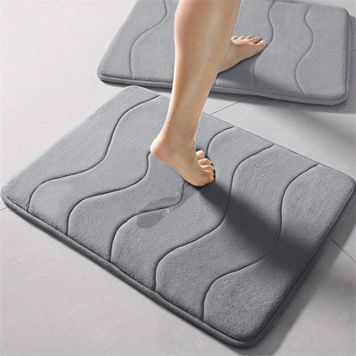 3-Pack Memory Foam Bath Mat Set - Super Absorbent Non-Slip Bathroom Rug Set