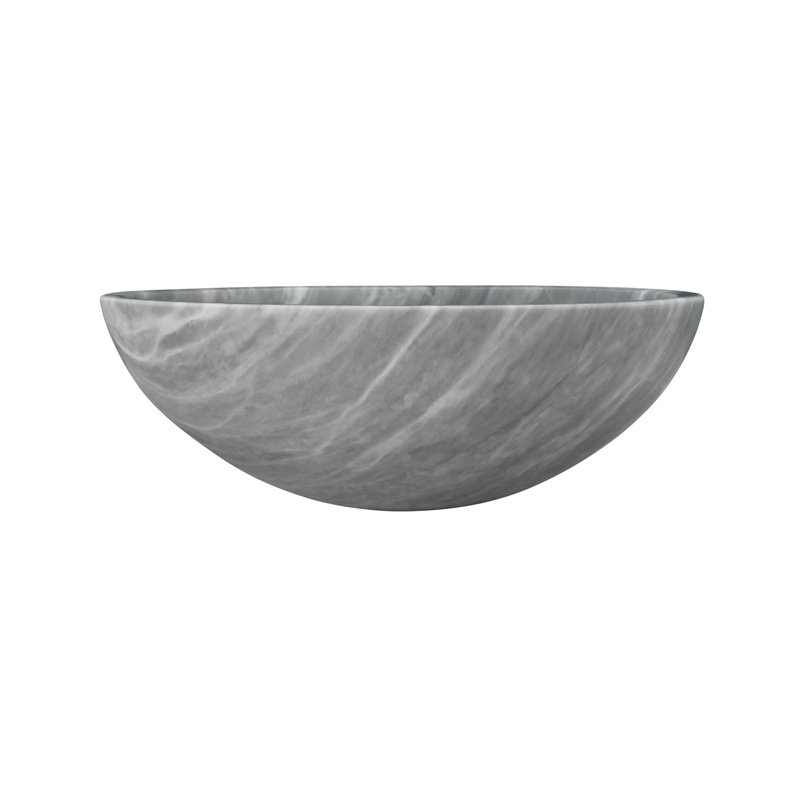 Carrara Gray Natural Marble Bathroom Vessel Sink, Semi-Polished Surface, Natural Stone, Genuine Marble, Real Marble, 15.7XH5.9 Inches/ 400XH150 Mm