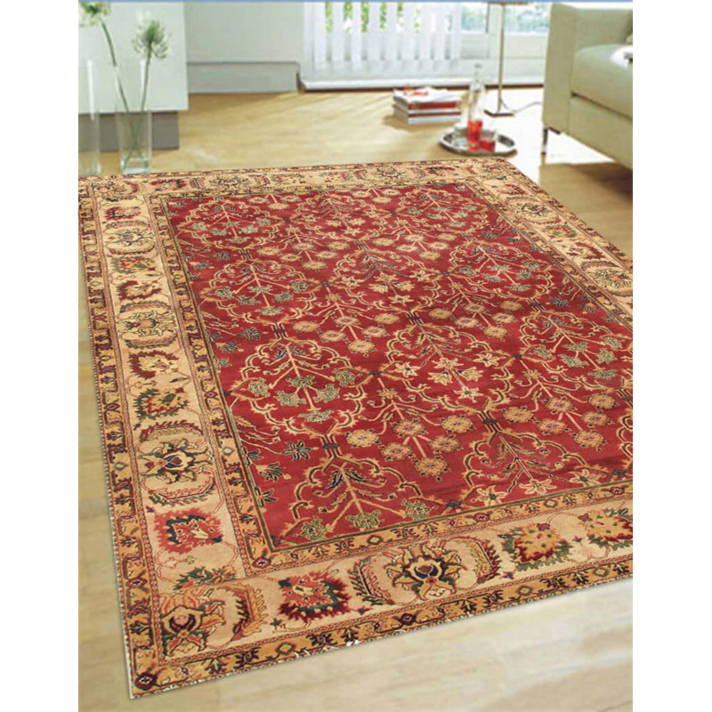 Canvello Agra Collection Hand-Knotted Lamb's Wool Area Rug- 6' 3" X 8' 9"