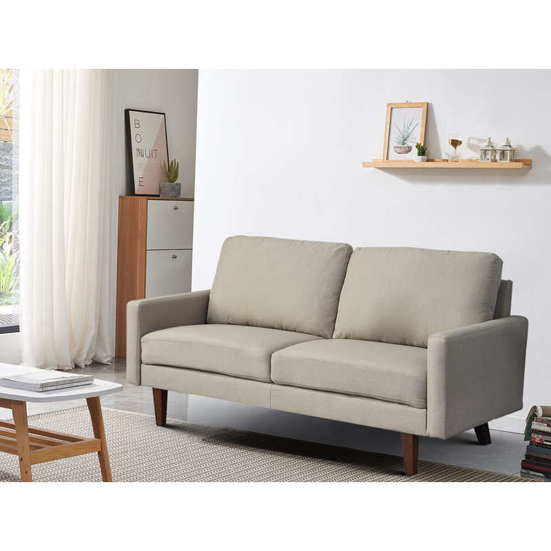 Canapé à accoudoirs carrés 71 po Chassia, Mélange de lin beige