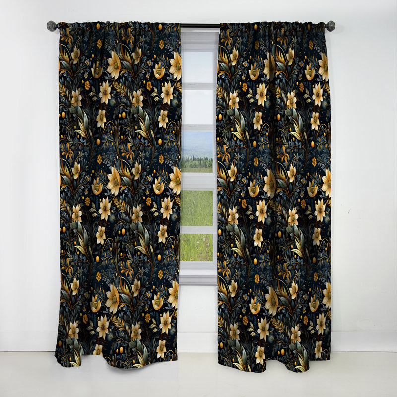 Motif céleste bleu Boho III - rideau boho - rideau occultant abstrait - 1 panneau, L 52 po x L 84 po