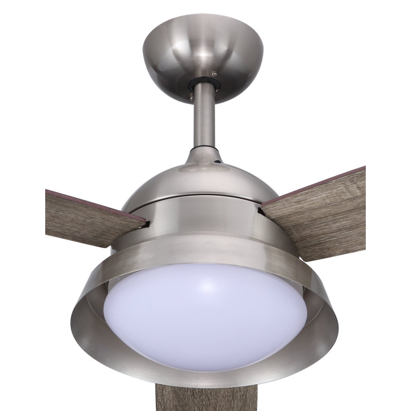 Good Housekeeping's Barnlight 52" Ceiling Fan with 3 Reversible Blades & Remote Control, Black/Gray, Brushed Nickel
