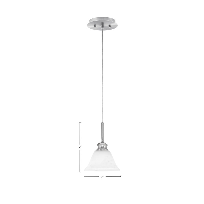 Edge Cord Mini Pendant With 7" White Muslin Glass, Brushed Nickel