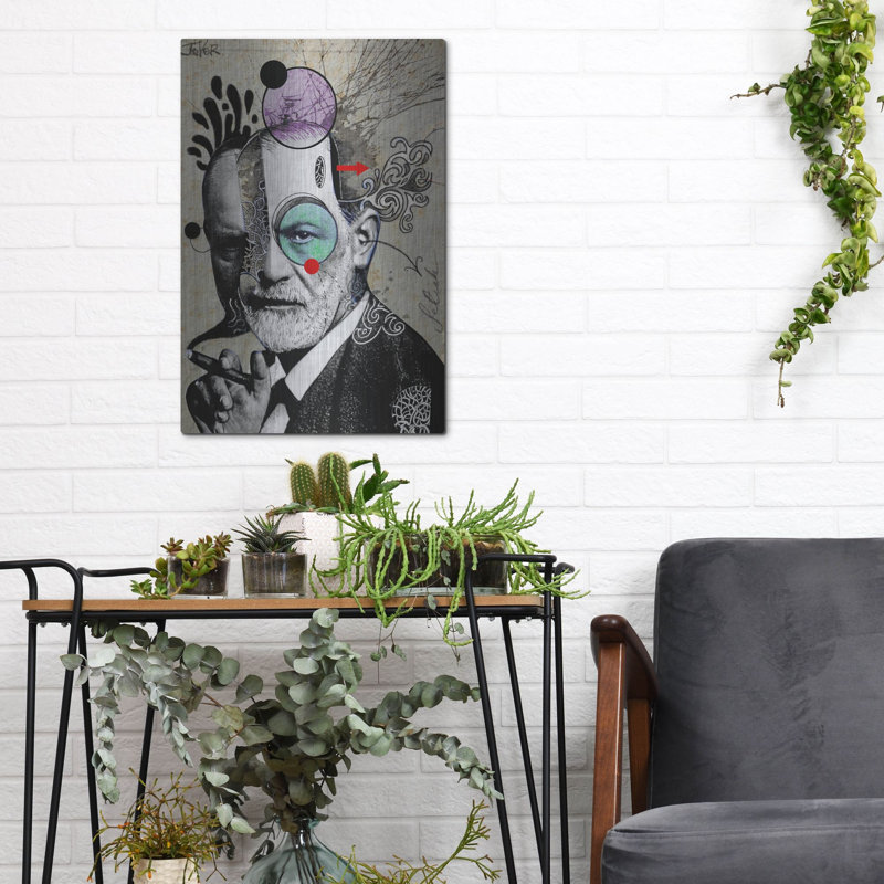 Art déco en métal «Deconstructed Freud» par Loui Jover, H 16 po x l 12 po