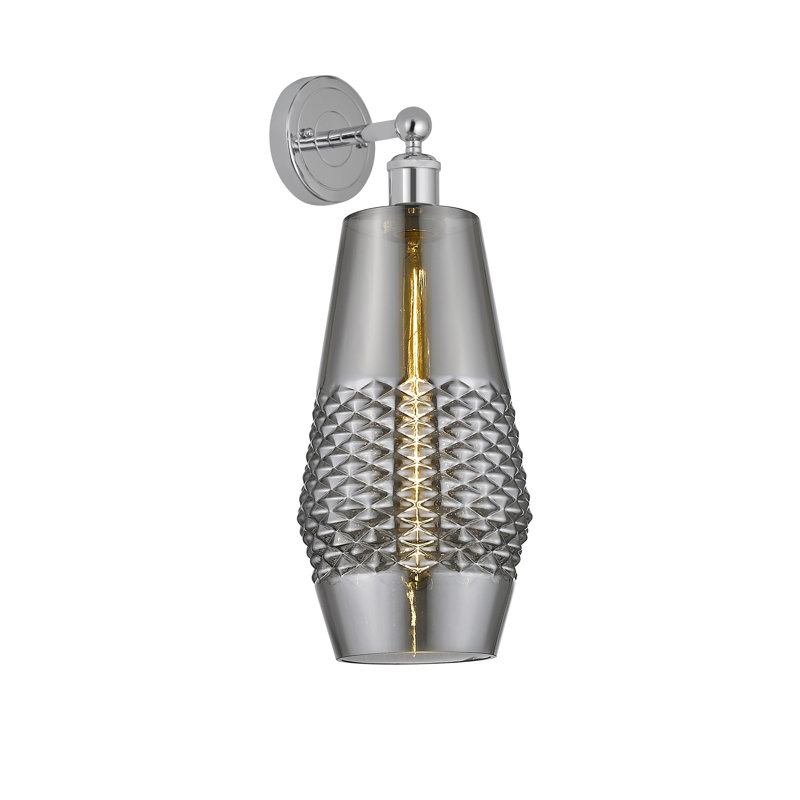 Applique à bras en acier Jonesville, Fumée, Chrome poli