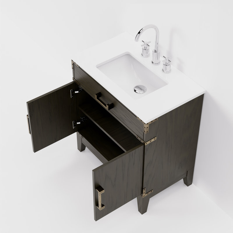 Ensemble de meuble-lavabo simple 30 po x P 22 po Laurel, Chêne brun, Quartz blanc