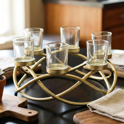 Centre de table avec porte-bougie ronde