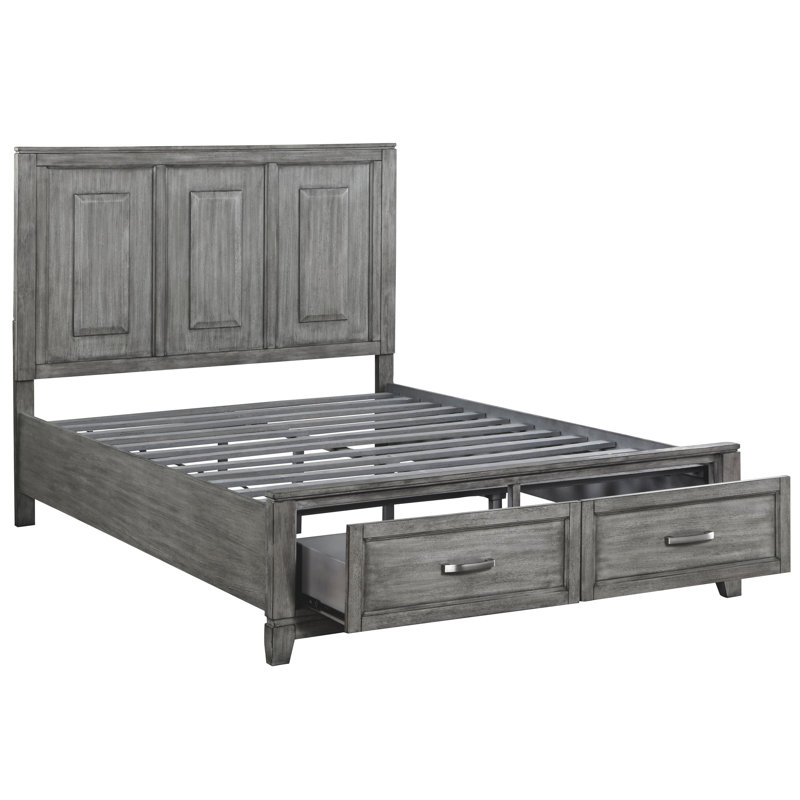 Queen Platform Bed With Grey Rustic Style And Bedroom Storage Space For Bedroom, Creating A Cozy Atmosphere
