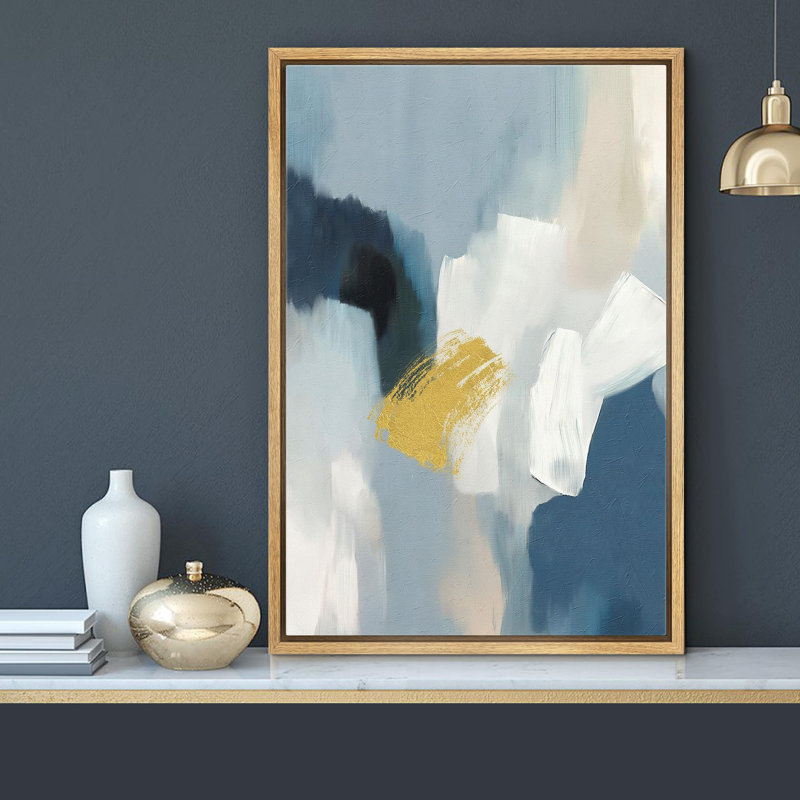 «Blue and Gold Abstract Illustration», Naturel, H 36 po x l 24 po