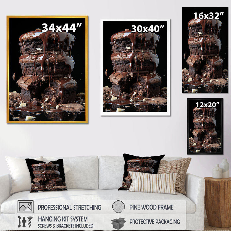 Chocolat, biscuits délices II - art mural Pop Art, Cadre flottant noir, H 20 po x l 12 po x P 1 po