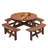 8-Person Round Picnic Table Set With 4 Built-In Benches & Umbrella Hole,Brown-607722357