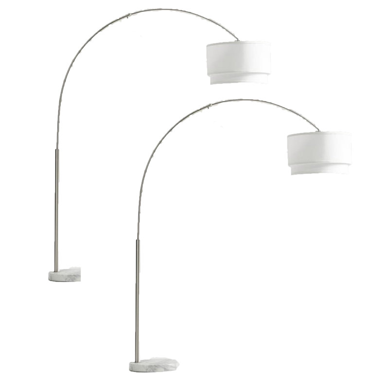 Mason Arc Floor Lamp w/Hanging Shade & LED Light Bulb, Nickel
