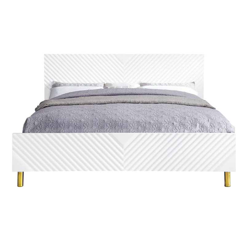 Grand lit Gaines White, Blanc, Grand lit