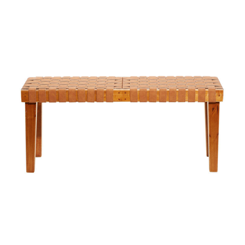 Banc en bois tissé brun Markus, Brun