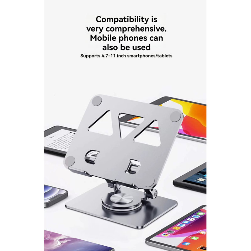 Universal 360° Rotating Tablet Stand For Ipad And Smartphones, Silver