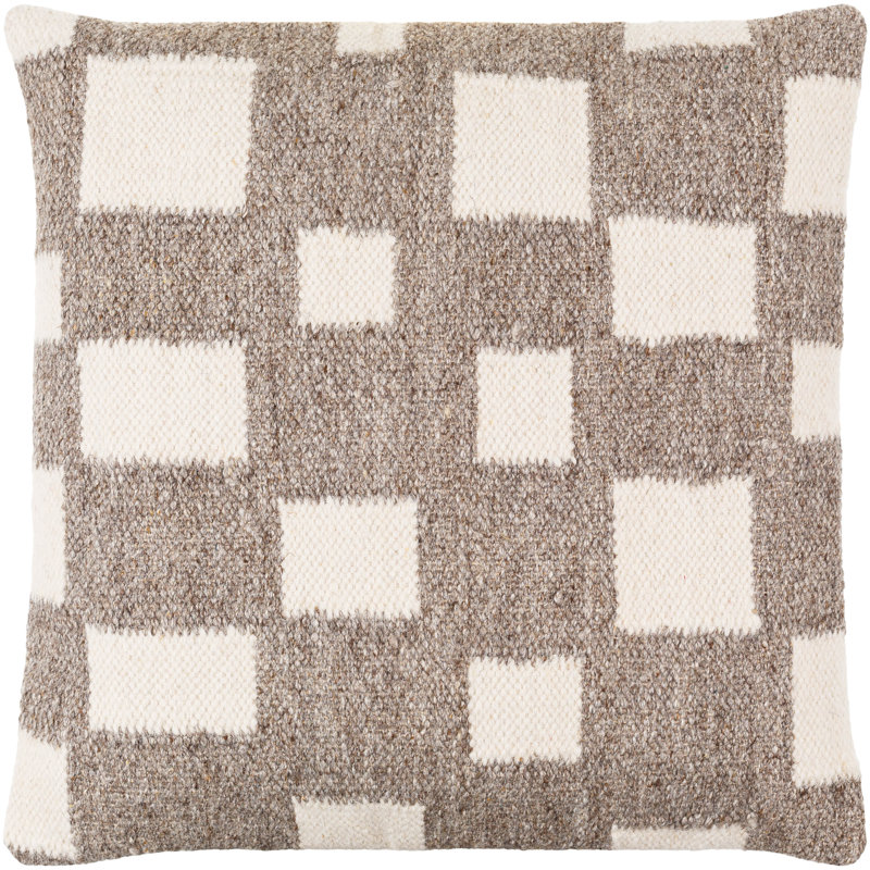 Leonida Geometric Throw Pillow, 20"H x 20"W, Polyester/Polyfill, Brown/Off-White