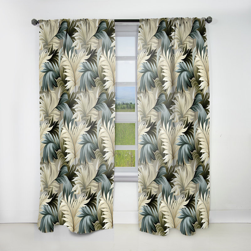 Motif tropical neutre - rideau floral - rideau floral obscurcissant - 1 panneau, L 52 po x L 63 po