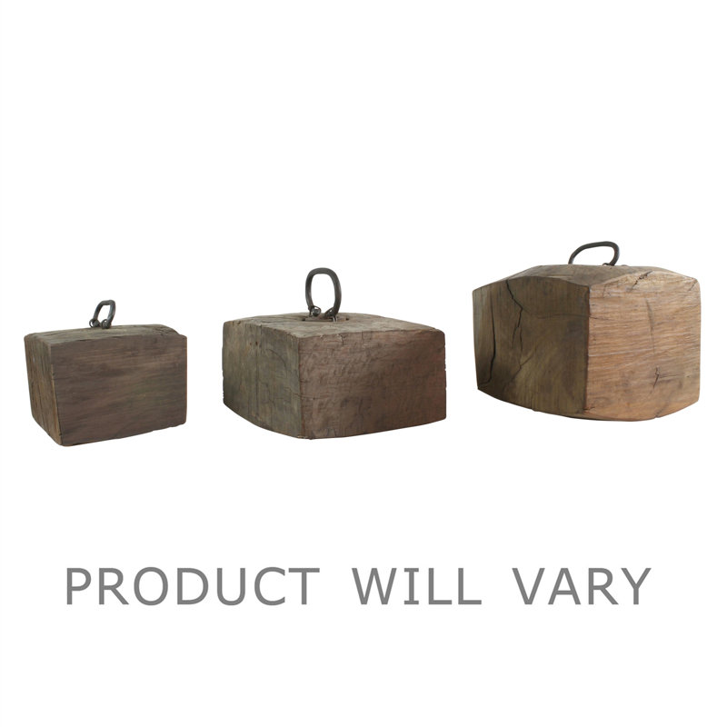 Cervantez Rusticl Wood Doorstop with Iron  Handle