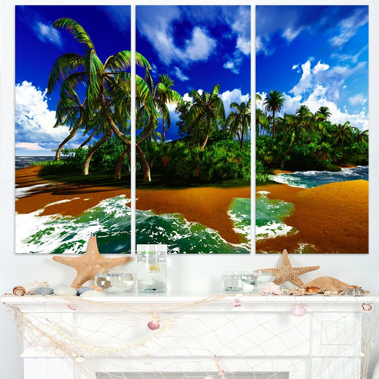 DesignArt Coastal On Canvas 3 Pieces Print | Wayfair