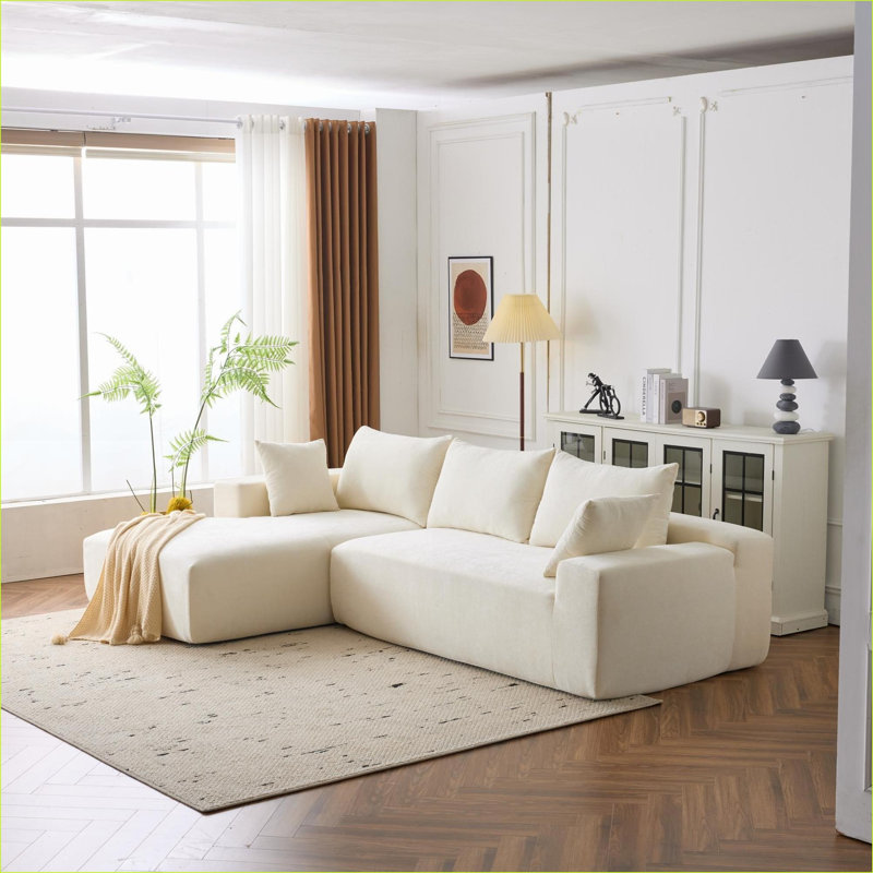 Canapés modulaires | Canapé d'appoint 4 places 108 pi Modern Modern Modular, Chenille blanche