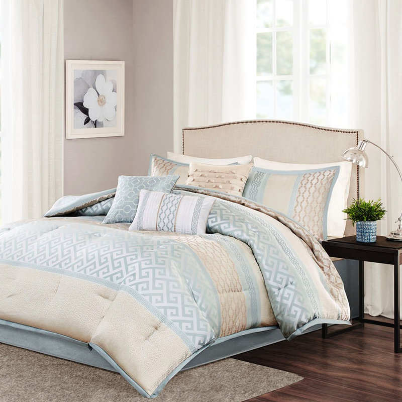 Ensemble de literie 7 pièces - Édredon très grand luxe, Aqua