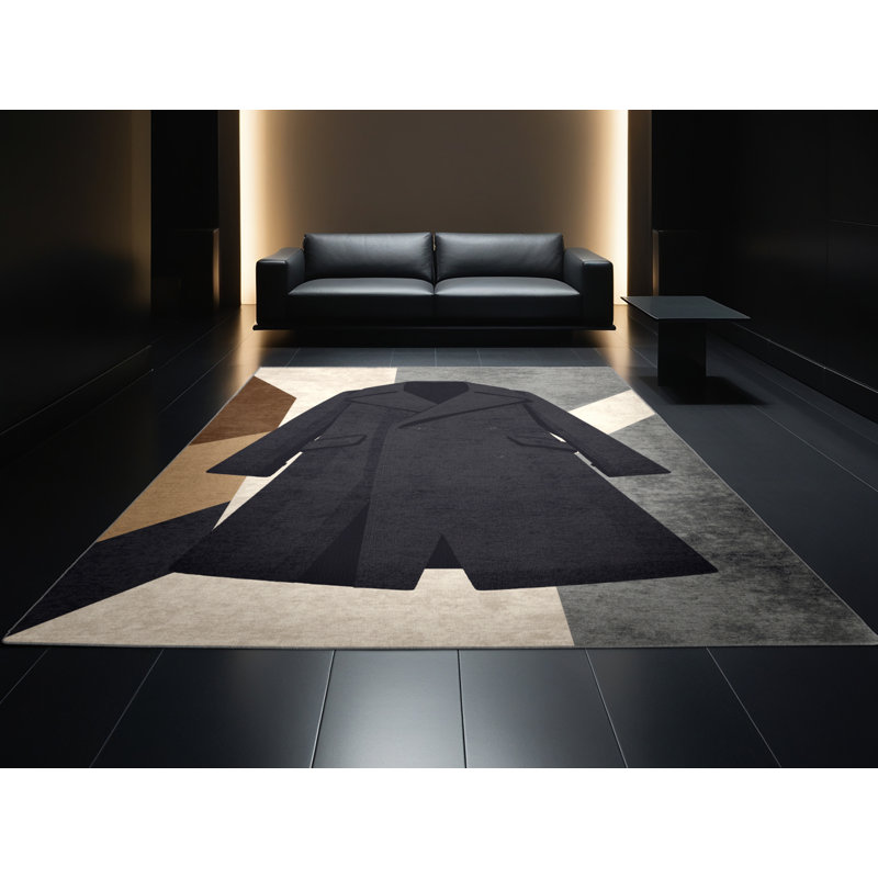 Tapis moderne et contemporain lavable à la machine en mauve et gris Kymani, 5 x 7