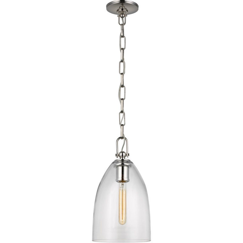 Chapman and Myers Andros Large Pendant, 88" H x 8.5" W x 8.5" D, Clear, Polished Nickel