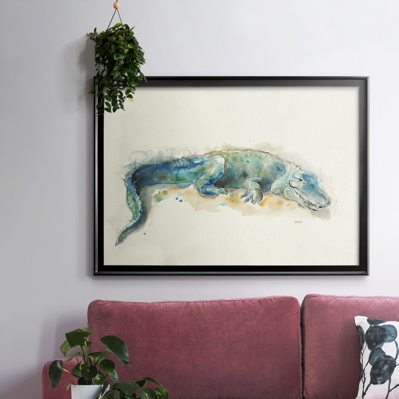 Alligator, H 30 po x l 44 po x P 1,5 po, Toile avec cadre flottant noir