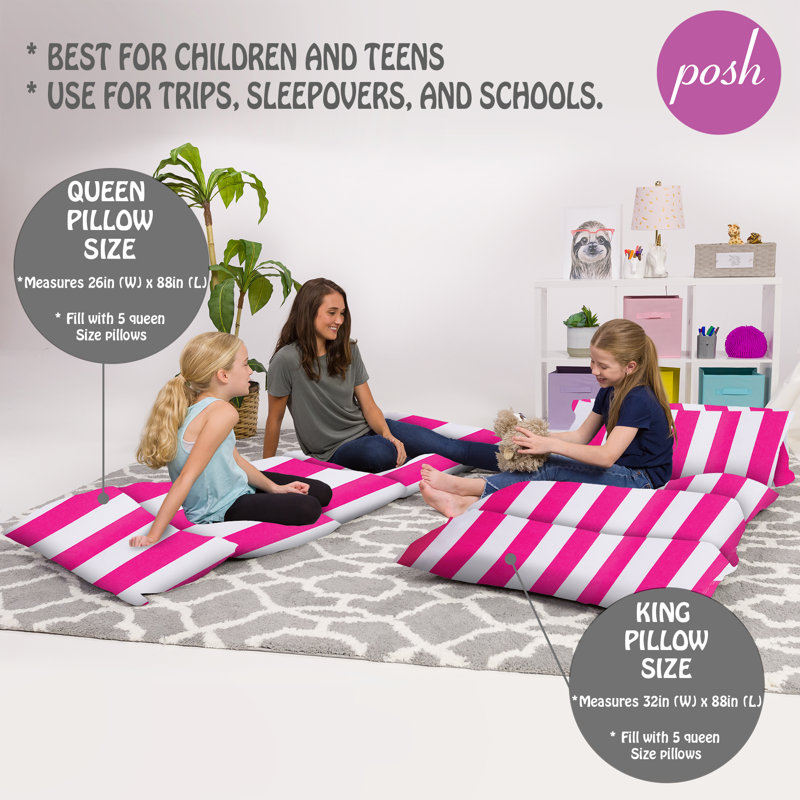 Housse de coussin de sol pour enfants (oreillers non inclus), Rose, H 1 po x l 32 po x P 88 po