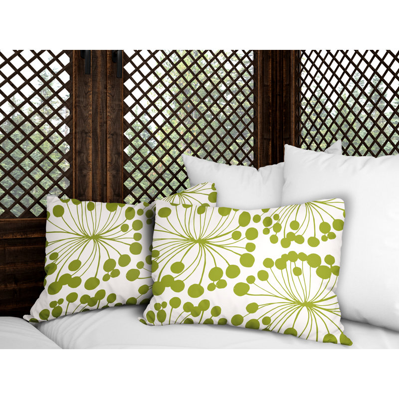 Floral Outdoor Reversible Throw Pillow, Chartreuse