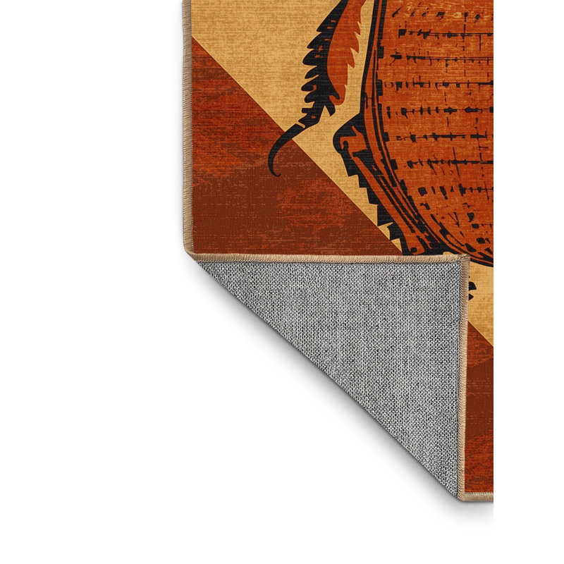Machine Washable Warleigh Traditional Oriental Rug in Brown – LightBrown Binding, 7x9