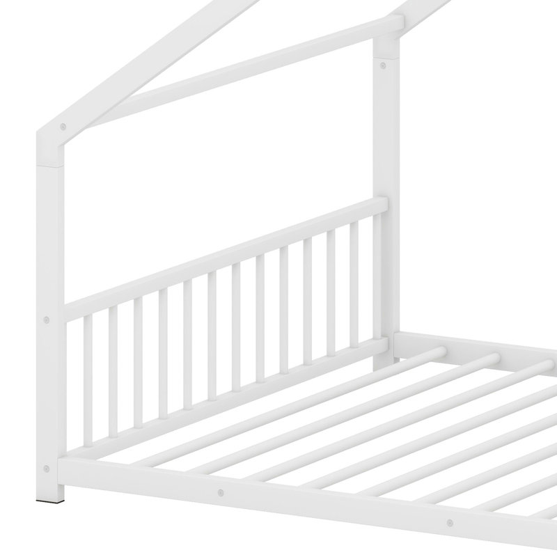 Structure de lit House en métal, Blanc