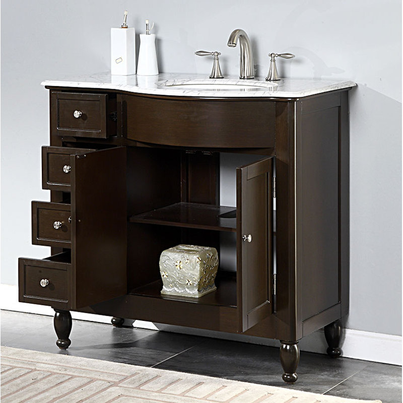Davian 38'' Single Bathroom Vanity with Marble Top