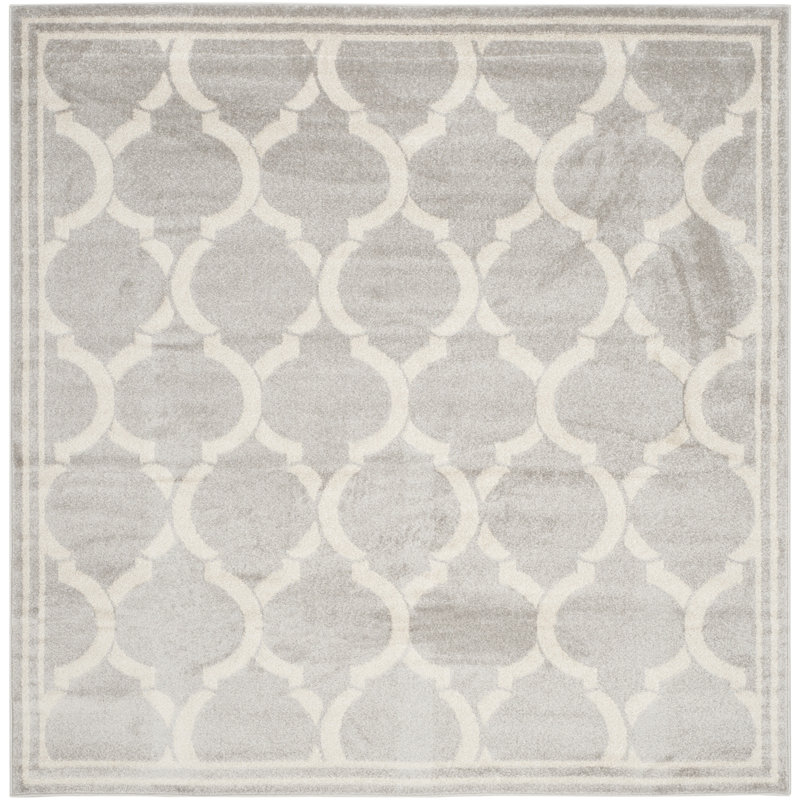 Ammundsen Geometric Light Grey/Ivory Area Rug, Square 7'