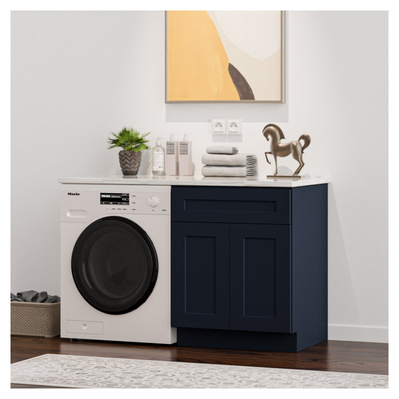 Armoire d'évier de cuisine 33 po avec cadre en bois massif bleu marine Shaker RTA