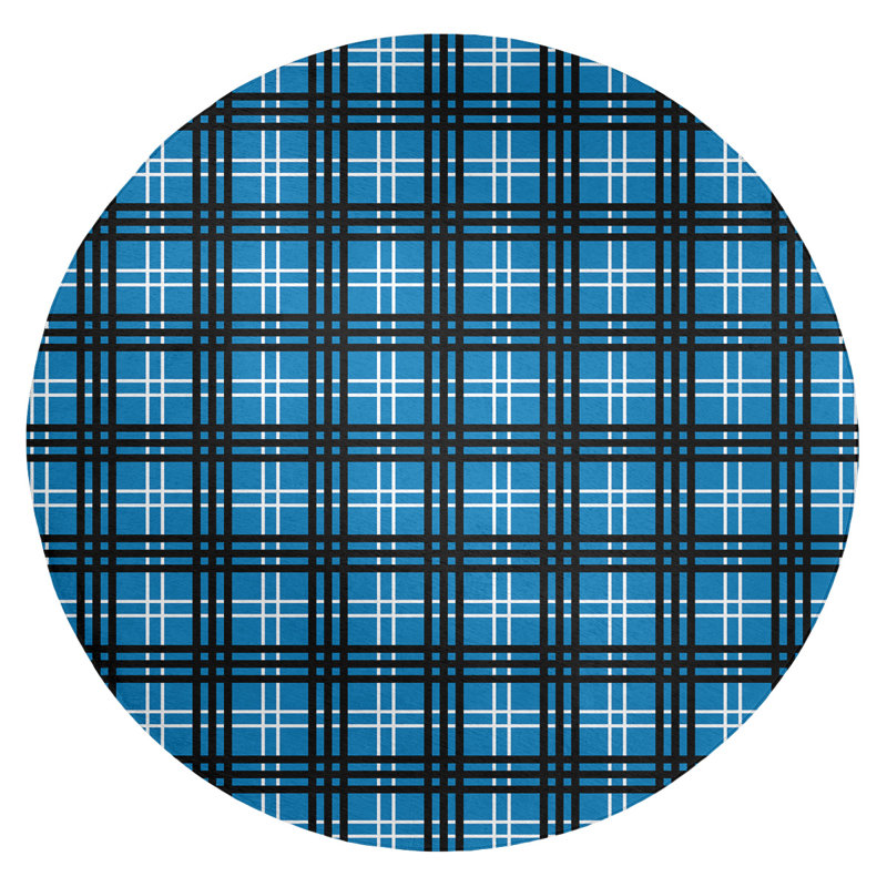 Tapis à carreaux bleu, Rond 5 pi