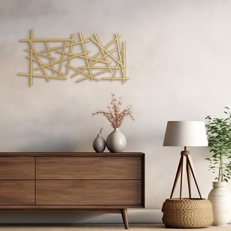 Wall Decor Metal, Gold, 9" H x 18" W x 0.05" D