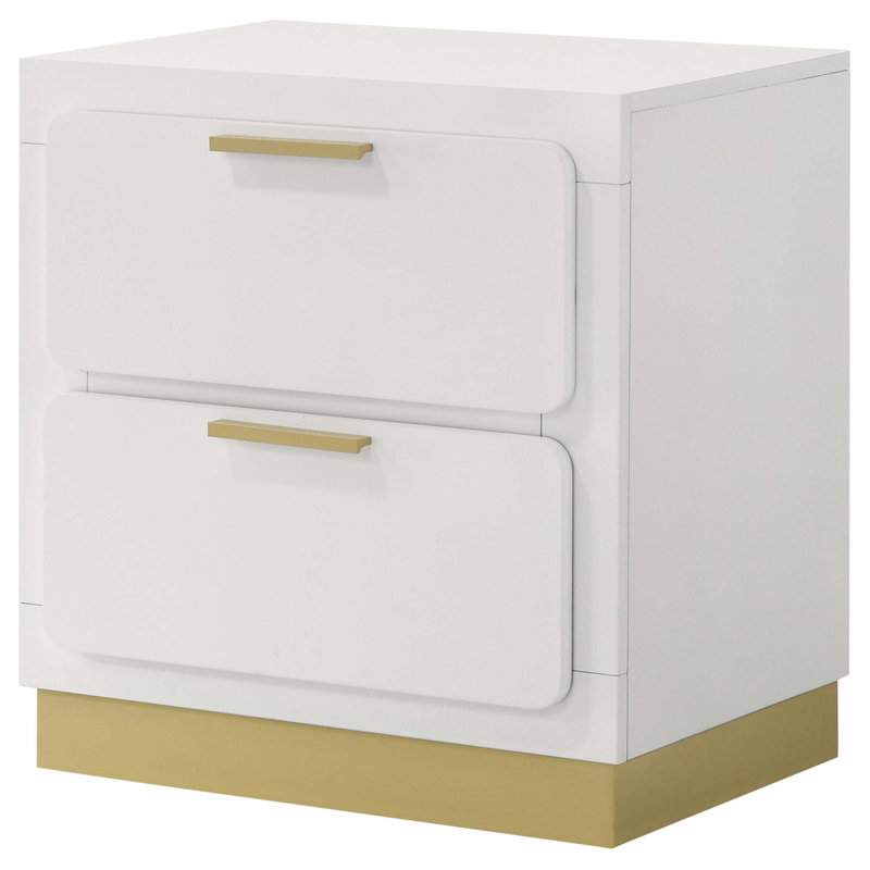 Table de chevet 2 tiroirs Sophia, Blanc