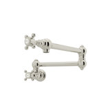 Country Kitchen Two Handle Wall Mounted Swing Arm Fold Away Pot Filler Faucet with Handles