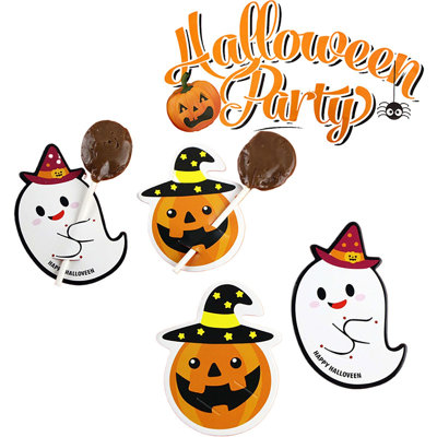Halloween Pumpkin Ghost Lollipop Decoration Card